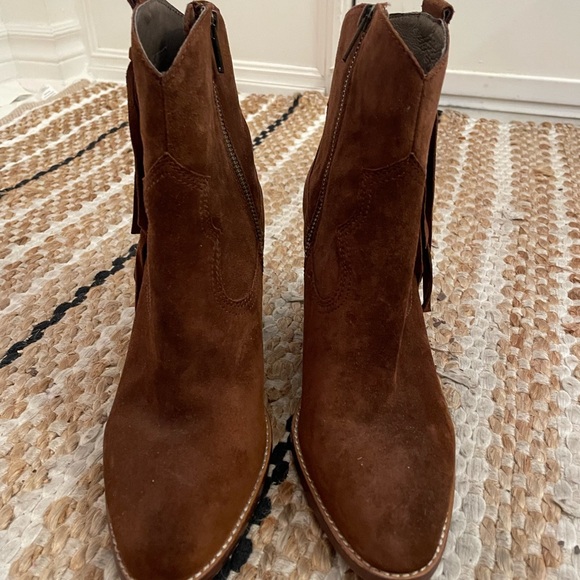 Ash suede leather cowboy boots bootie tassel size 40 - Picture 3 of 10